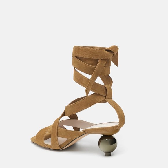 Zara Round Heel Wrap Sandal - Picture 2 of 6